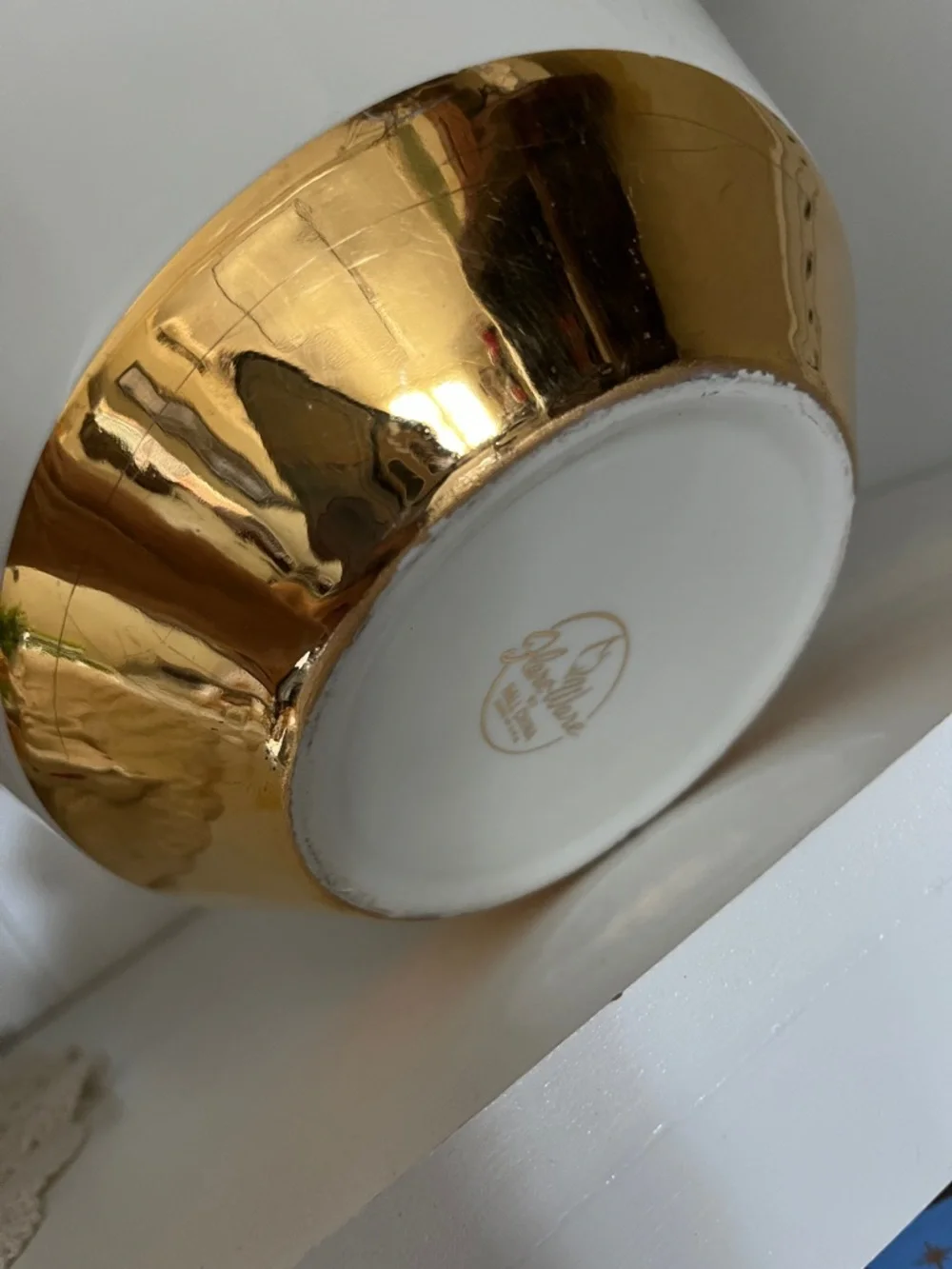 Vintage Hall China Provenance Gold Starburst Flare Ware Serving Bowl 9” MCM